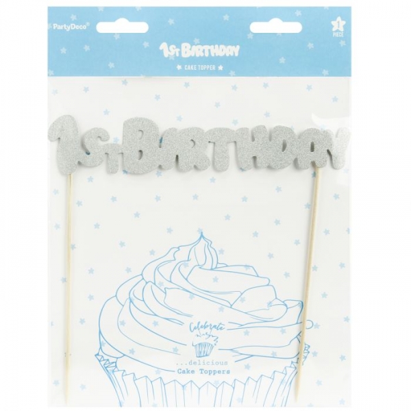 Cake Topper - 1st Birthday - Silver